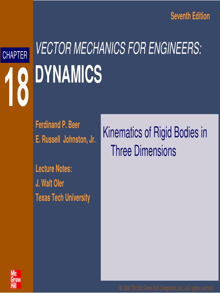CHAP18 Kinematics of Rigid Bodies in 3D | PDF | Rotation Around A Fixed ...