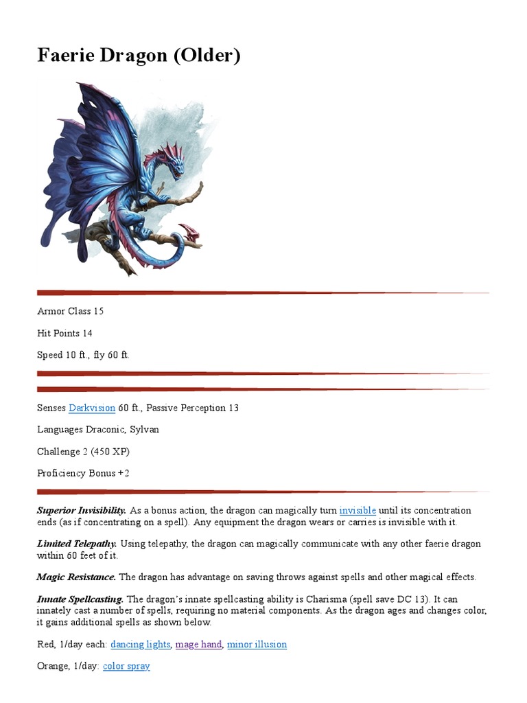 Faerie Dragon (5e Race) - D&D Wiki