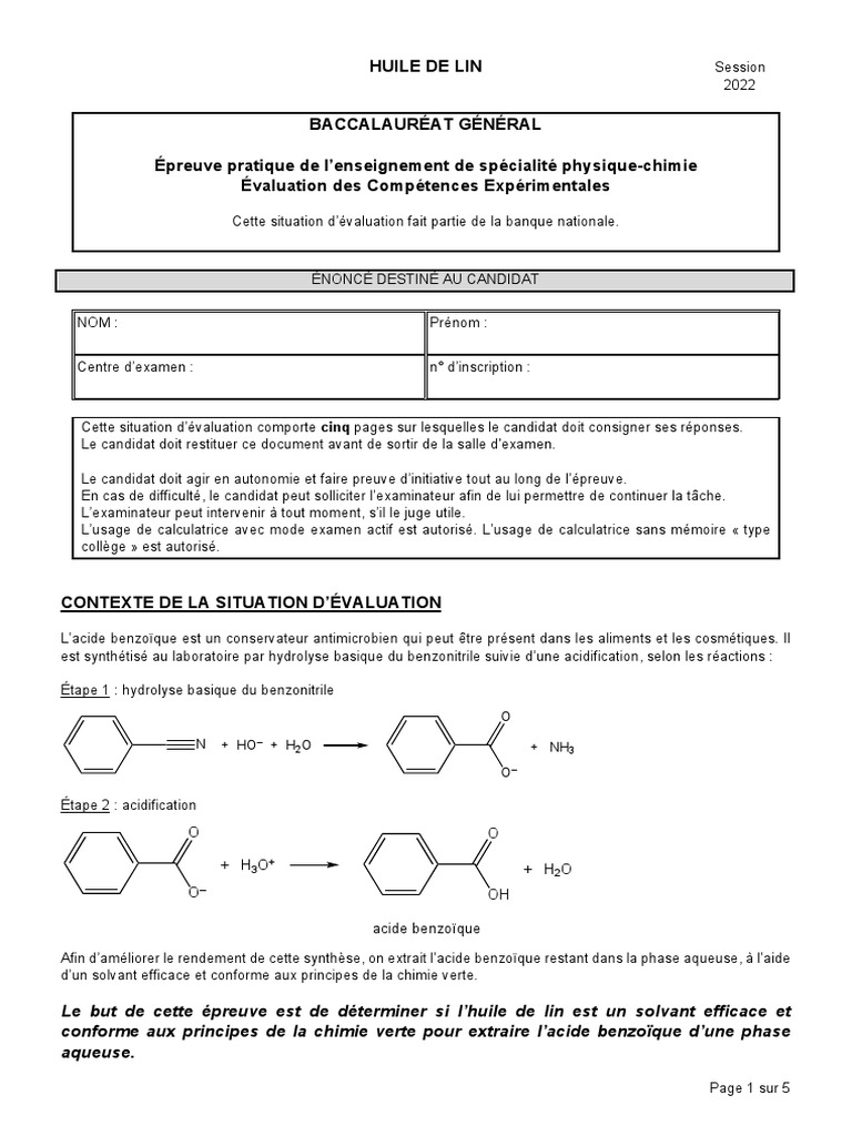 Ece Physique Chimie 2022 Ece 22 PC 3 | PDF | Solvant | Chimie