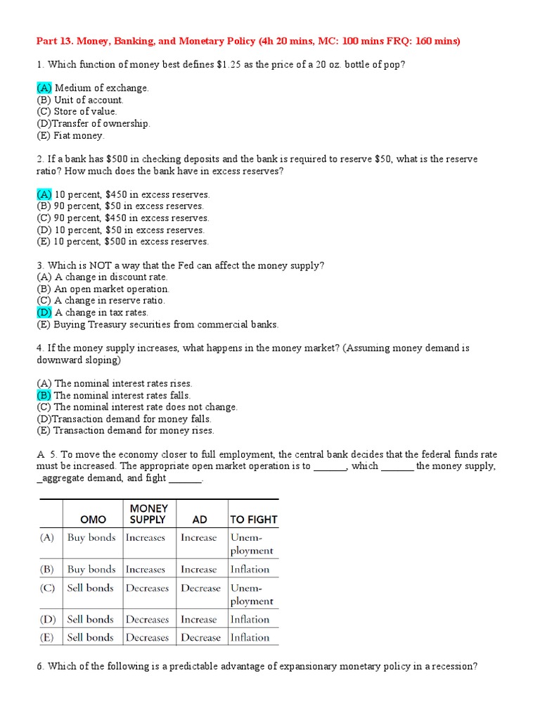 Money, Banking, and Policy PDF Money Supply Money
