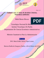 Unidad 1-Act. 2 Toma de decisión Criterios, Naturaleza ambientes