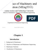 Maintenance of Machinery and Installation (Meng5311) : Adama Science and Technology University