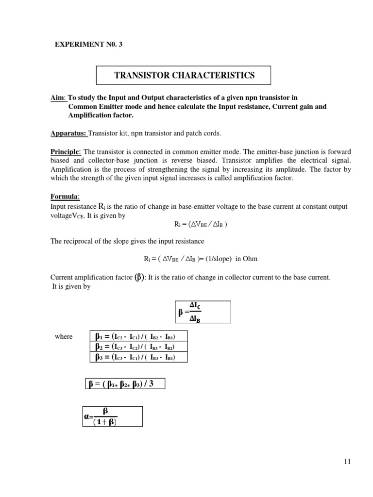 Characterizing Transistor Performance Measuring Input Resistance