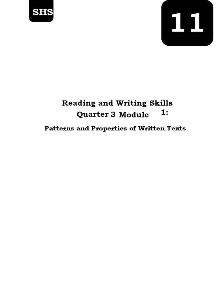 Reading and Writing Skills Quarter 3 1 Patterns and Properties of