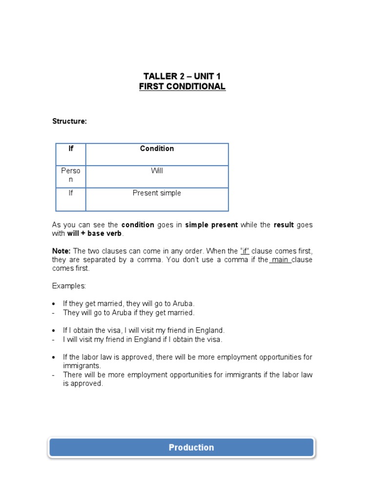 Taller 2 - First Conditional | PDF | Language Arts & Discipline