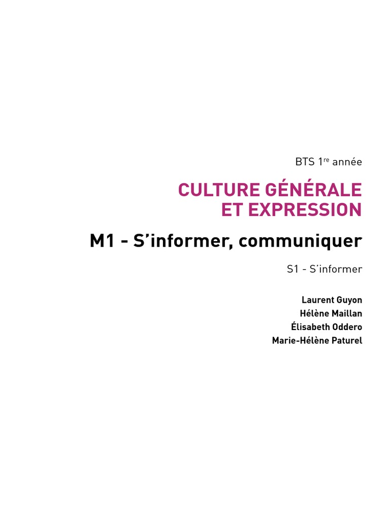 Culture générale et expression - BTS 1re année de - Editions Flammarion