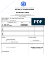 Attendance Sheet For Assessment