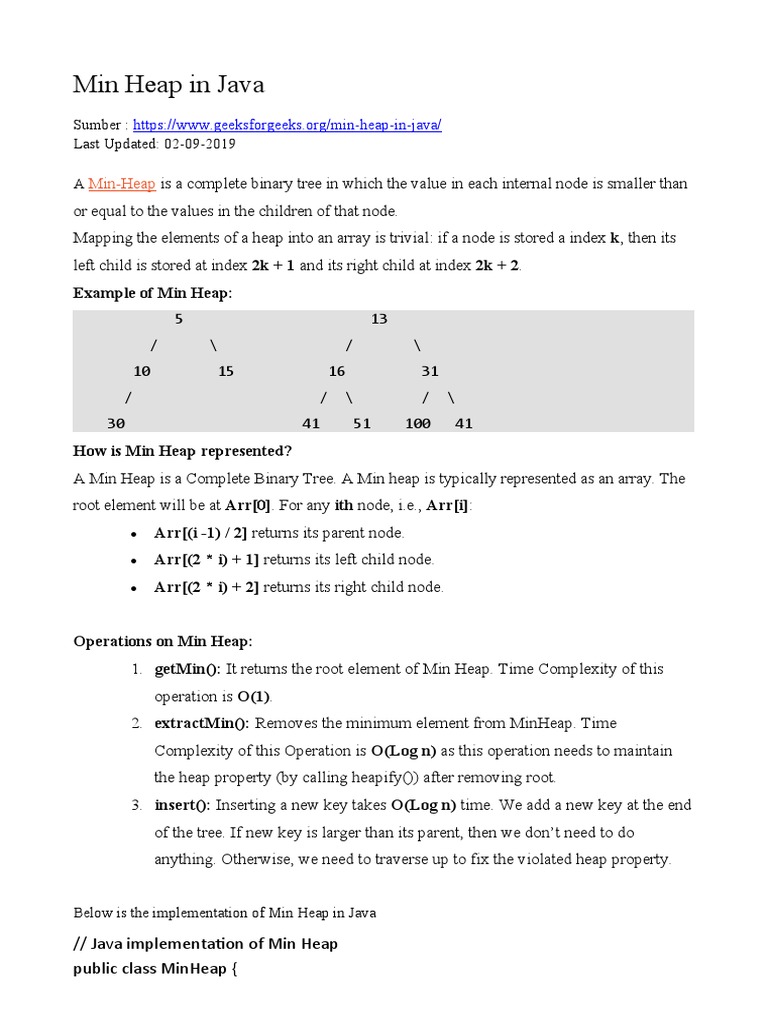 Min Heap in Java | PDF | Software Engineering | Computer Data