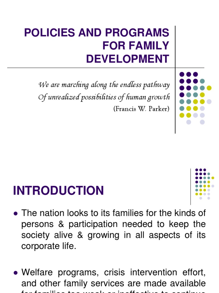 Family Development Policies & Programs | PDF | Family | Preschool