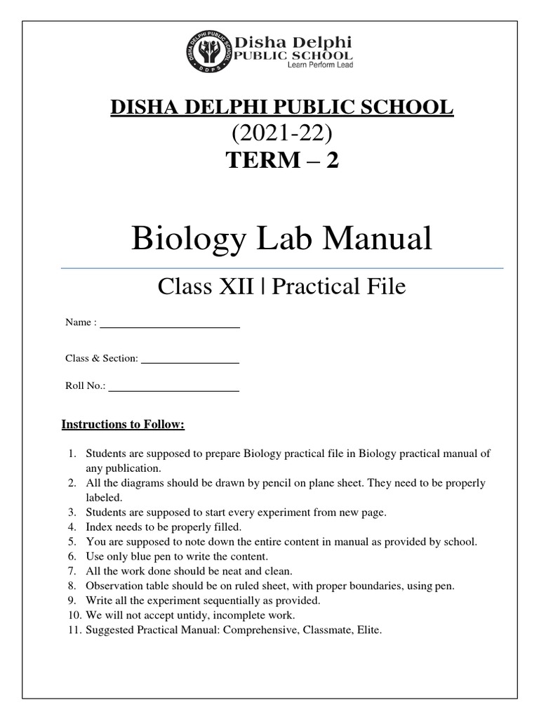 Class 12 Biology Lab Manual Term-Ii Practical Content 2021-22 | PDF ...