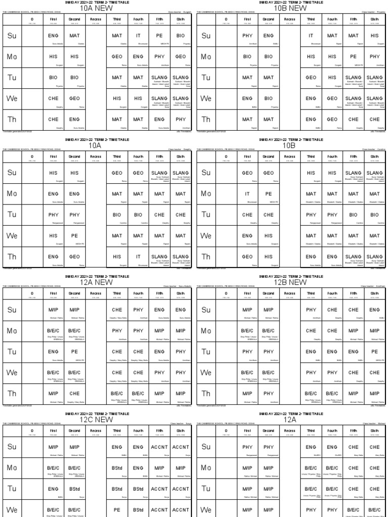 DMIS Timetable Class March | PDF