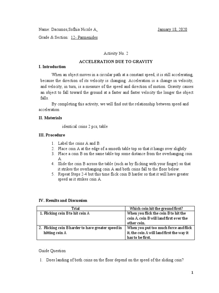 Investigating the Relationship Between Speed and Acceleration Due to