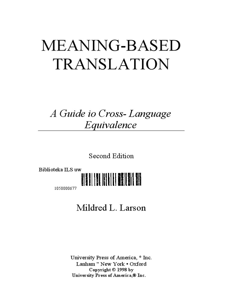 1.1. Larson (1998, 1984) Meaningbased Translation (Ban Dep, In Từ