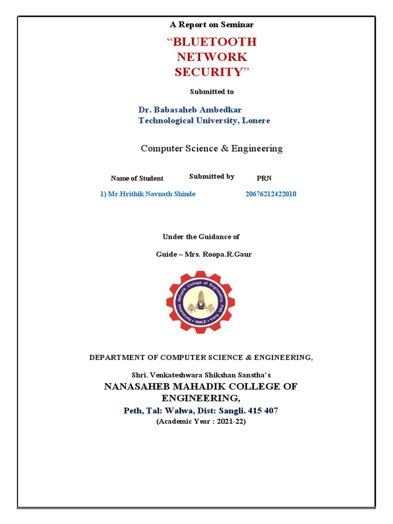 Bluetooth Network Security Seminar Report | PDF | Software ...