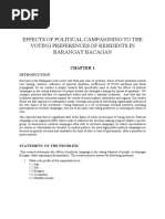 Effects of Political Campaigning To The Voting Preferences of Residents in Barangay Bacagan