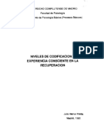 Niveles de Codificación y Experiencia Consciente en La Recuperación (Sintesis)