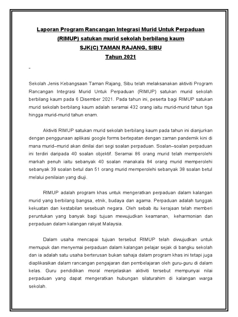 Laporan RIMUP 2021 | PDF