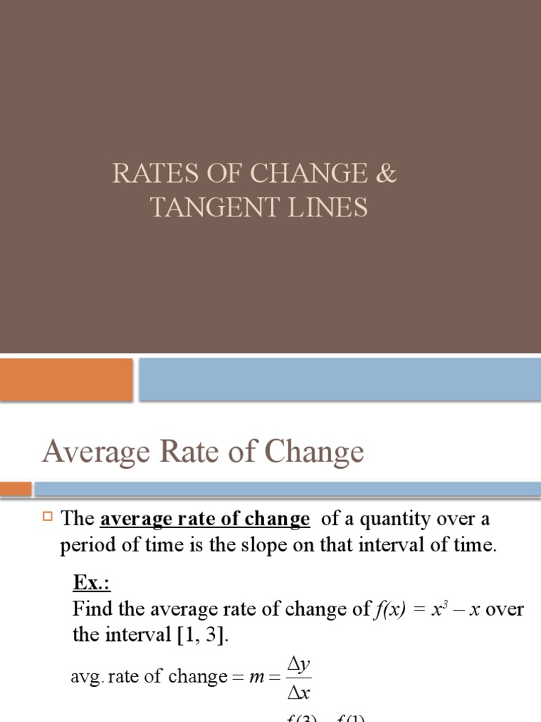 Rates of Change Tangent Lines PDF Tangent Slope