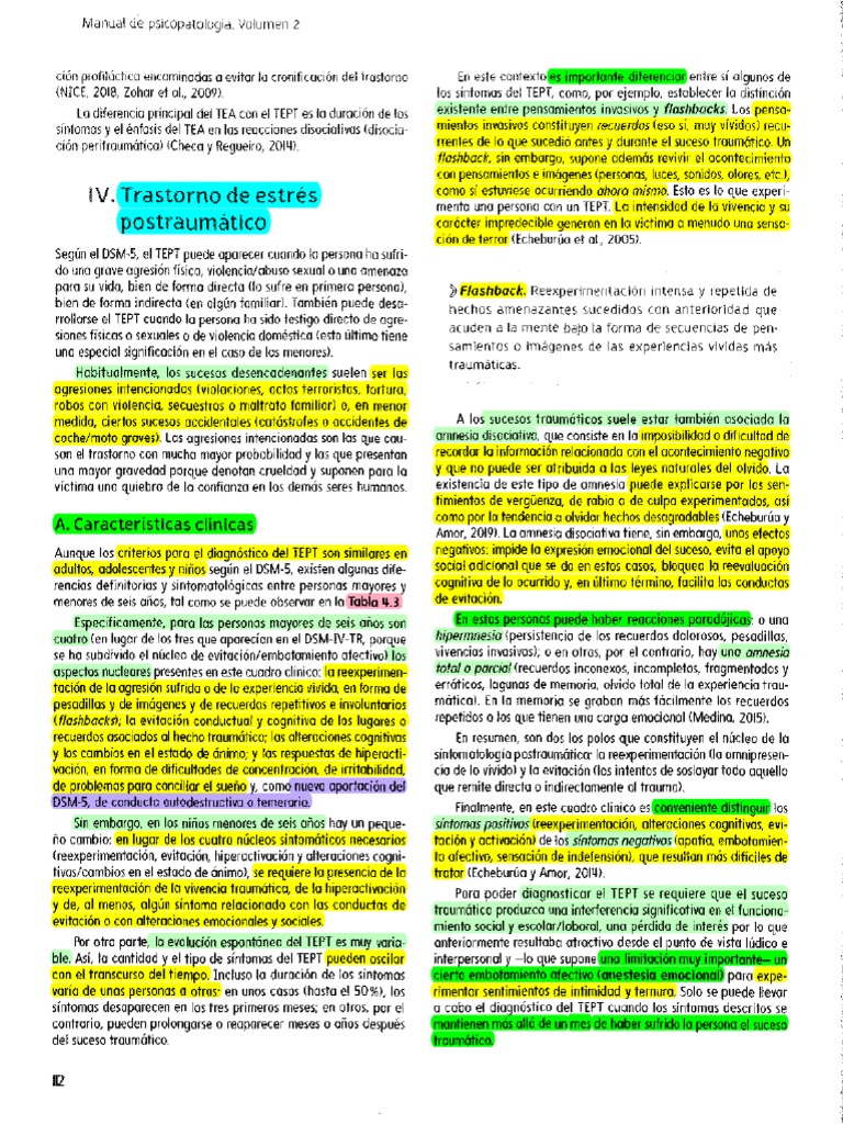Características del Trastorno de Estrés Postraumático | PDF | Depresión ...