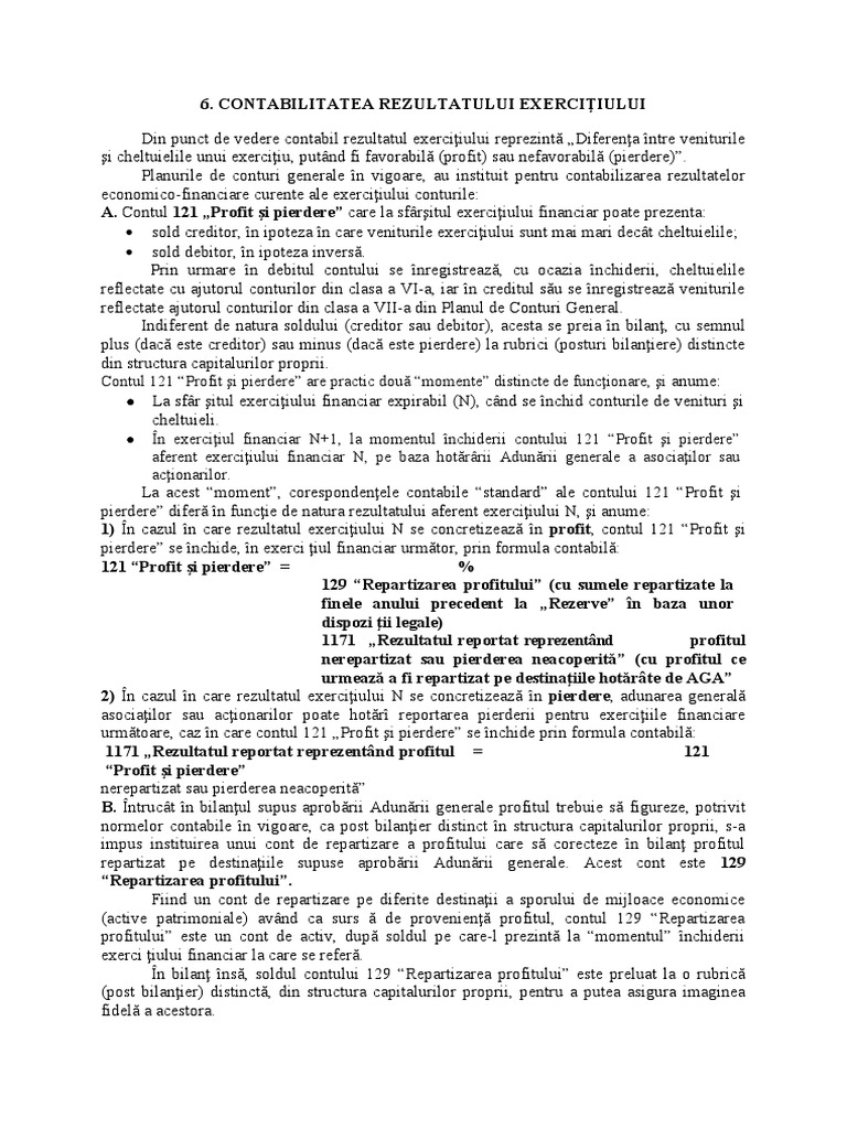 Contabilitatea Rezultatului Exerciţiului | PDF
