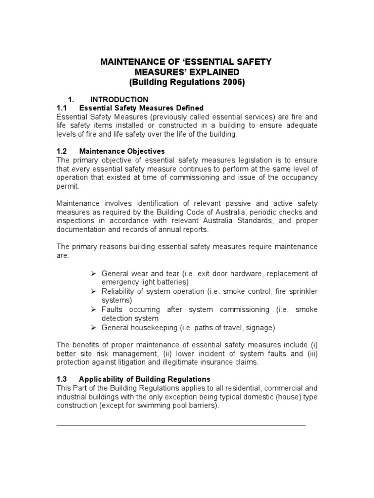 Essential Safety Measures Maintenance Guide | PDF | Safety | Fire ...