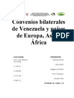 Convenios Bilaterales de Venezuela y Países de Europa, Asia y África