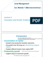 Innovation and Growth: Evidence: MSC in International Management Global Scenarios: Module 1 (Macroeconomics)