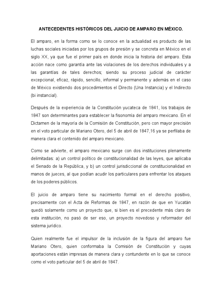 Historia del Juicio de Amparo en México | PDF | Constitución | Federación