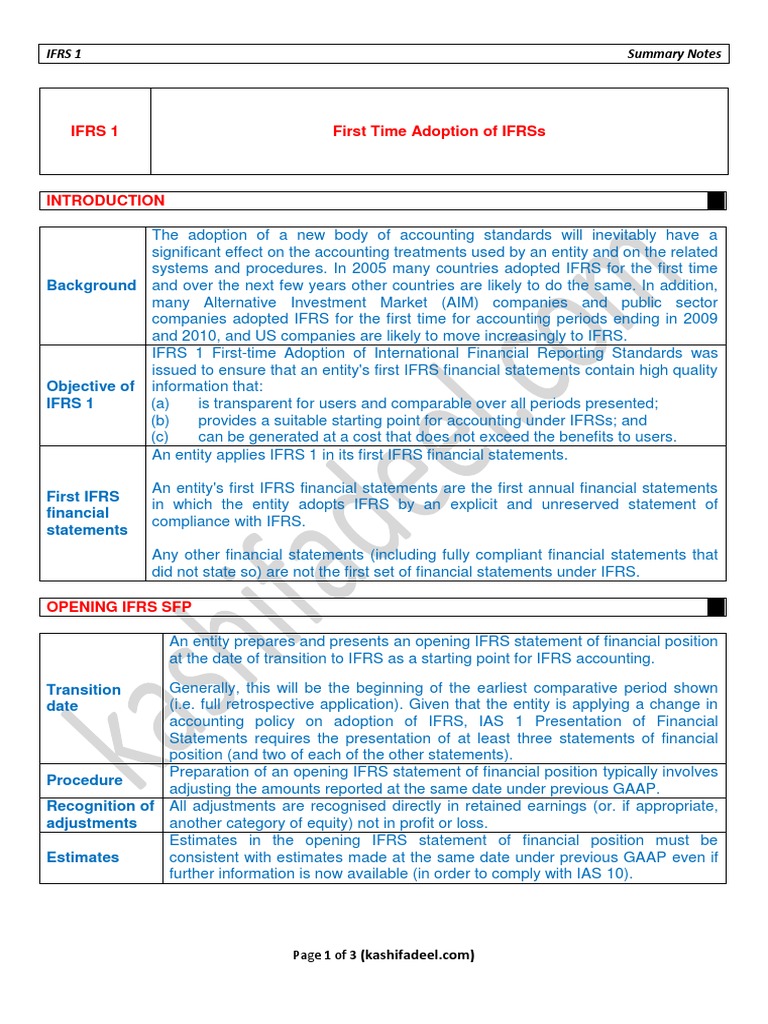 Ifrs 1 [Außer Kraft] – Ifrs Definition – HHCT