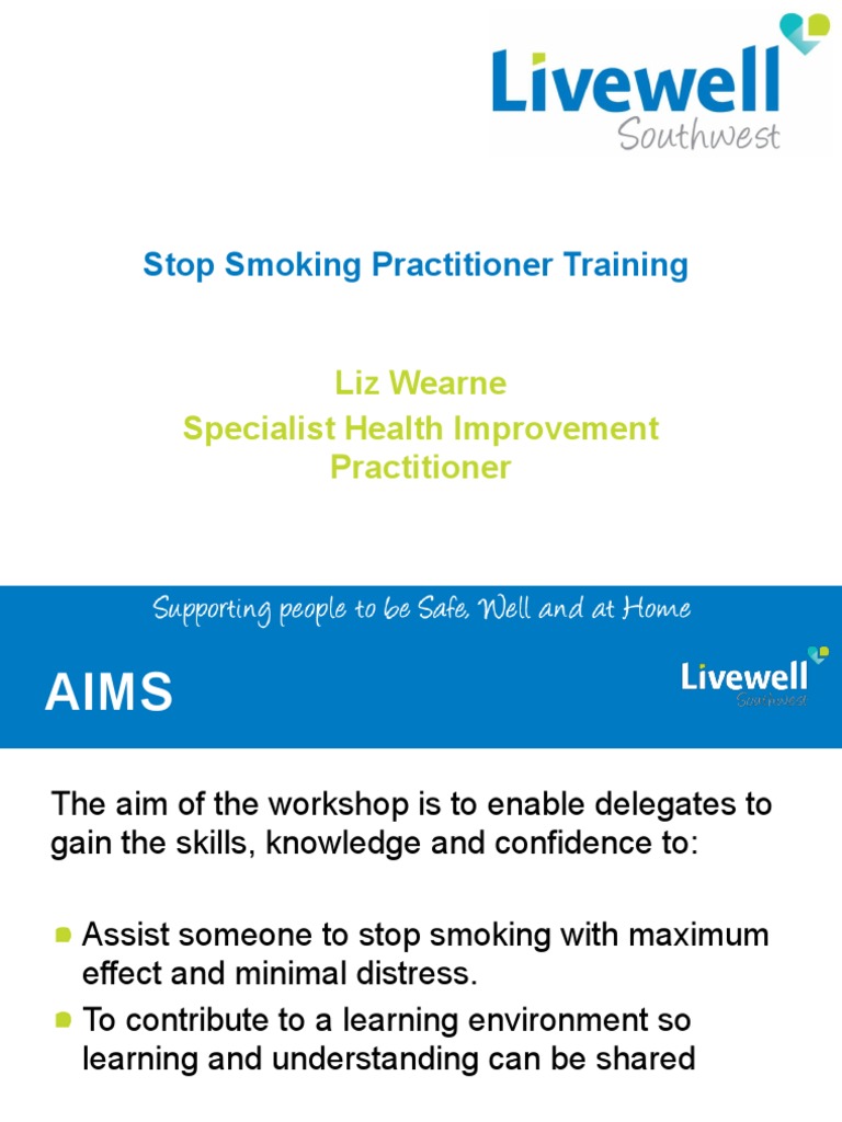 Stop Smoking Practitioner Training Liz Wearne Specialist Health