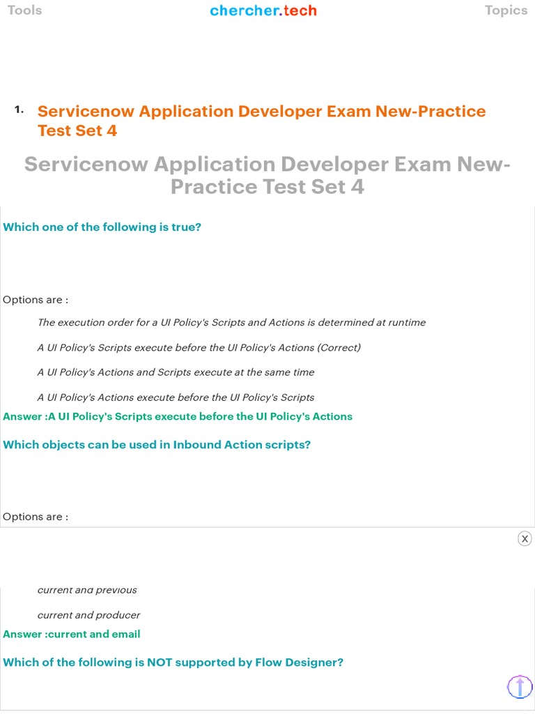 Servicenow Application Developer Exam New-Practice Test Set 4 | PDF ...