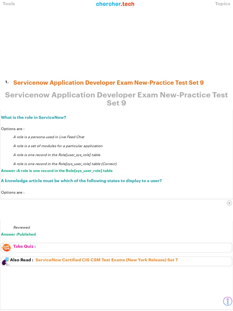 Servicenow Application Developer Exam New-Practice Test Set 9 | PDF