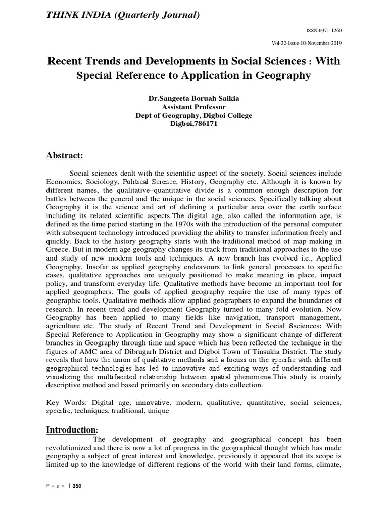Recent Trends in Applied Geography | PDF | Geography | Geomorphology