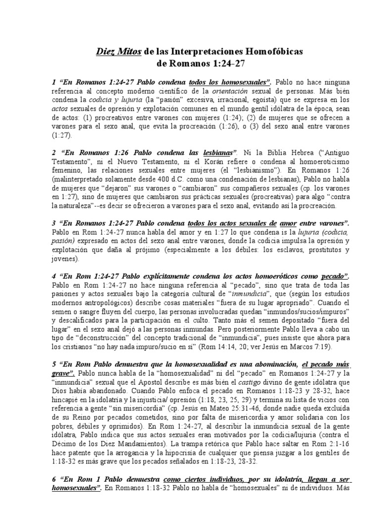 Los 10 Mitos de Romanos | PDF | Pablo el apóstol | Lujuria