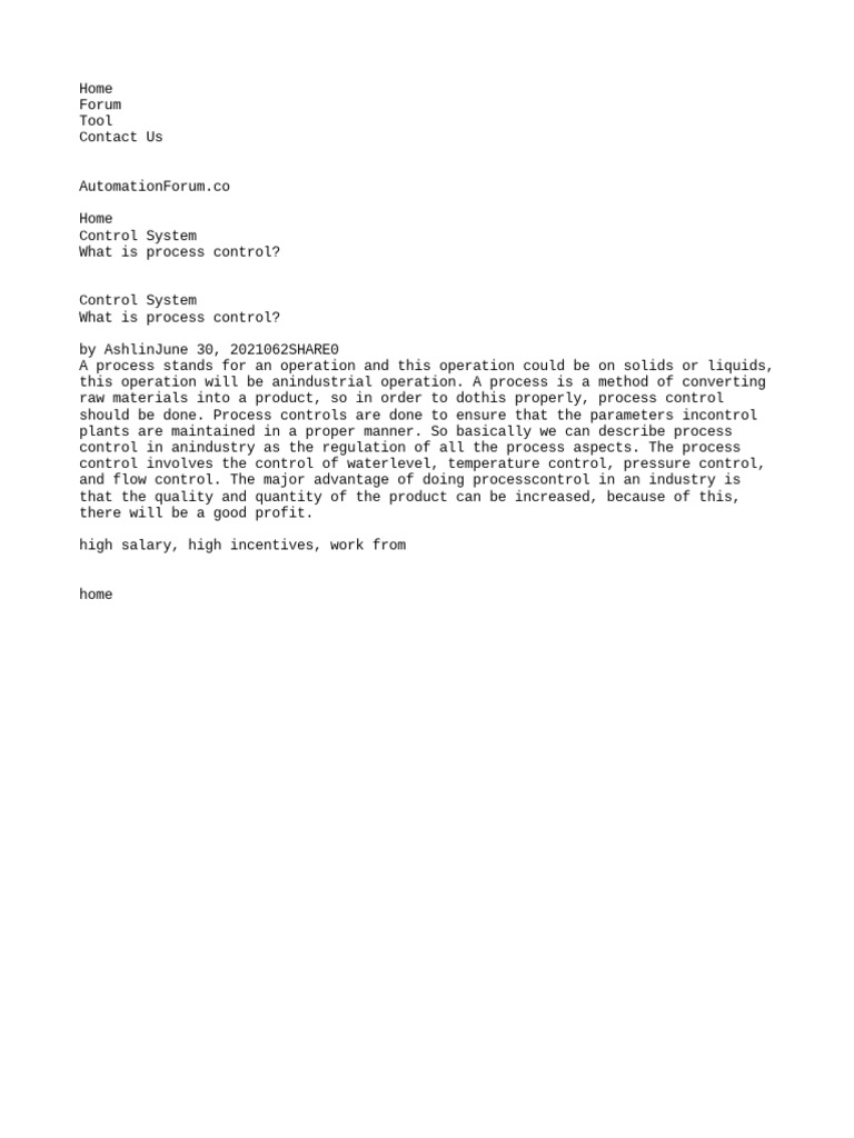 Process Control Instrumentation and Control Engineering Interview