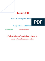 Lecture # 10: UNIT-1: Descriptive Statistics