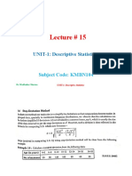 Lecture # 15: UNIT-1: Descriptive Statistics