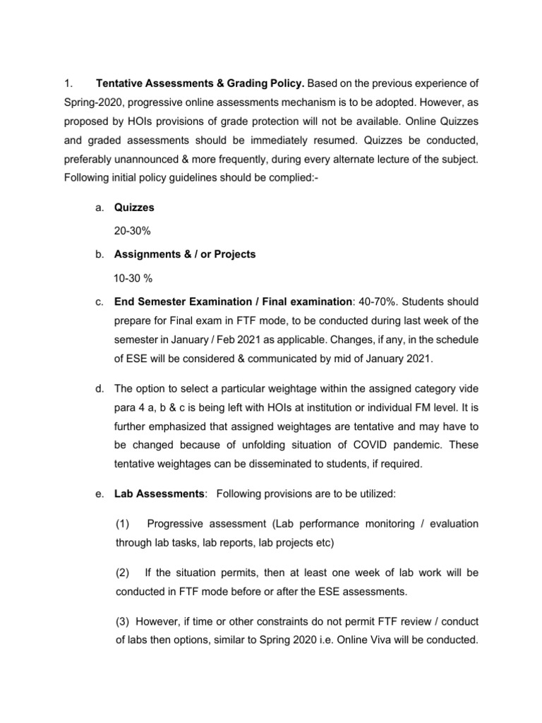 Tentative Grading Criteria New | PDF