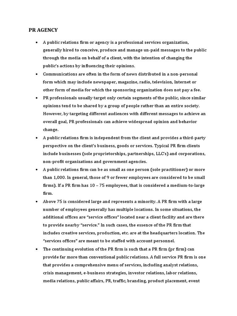 Pr Agency Pdf