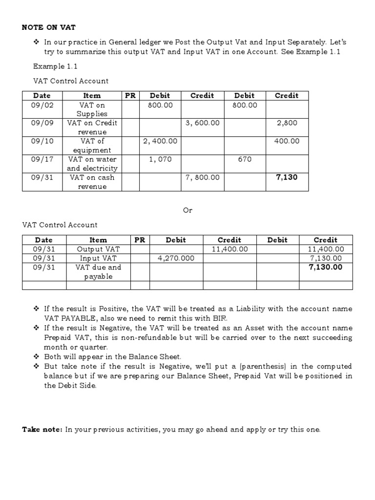 VAT Control Account Overview | PDF | Finance & Money Management