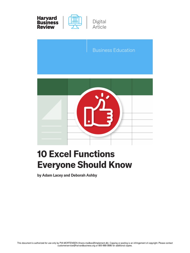 10 Excel Functions Everyone Should Know | PDF | Microsoft Excel | Computing