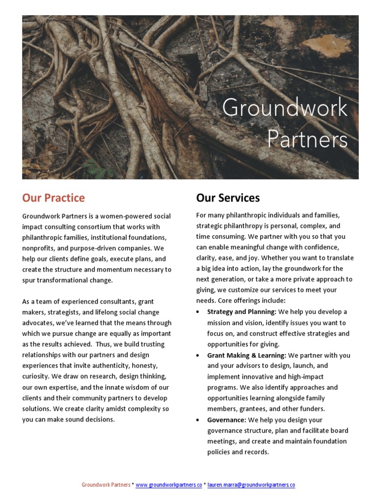 Groundwork Partners For Families | PDF | Entrepreneurship | Philanthropy