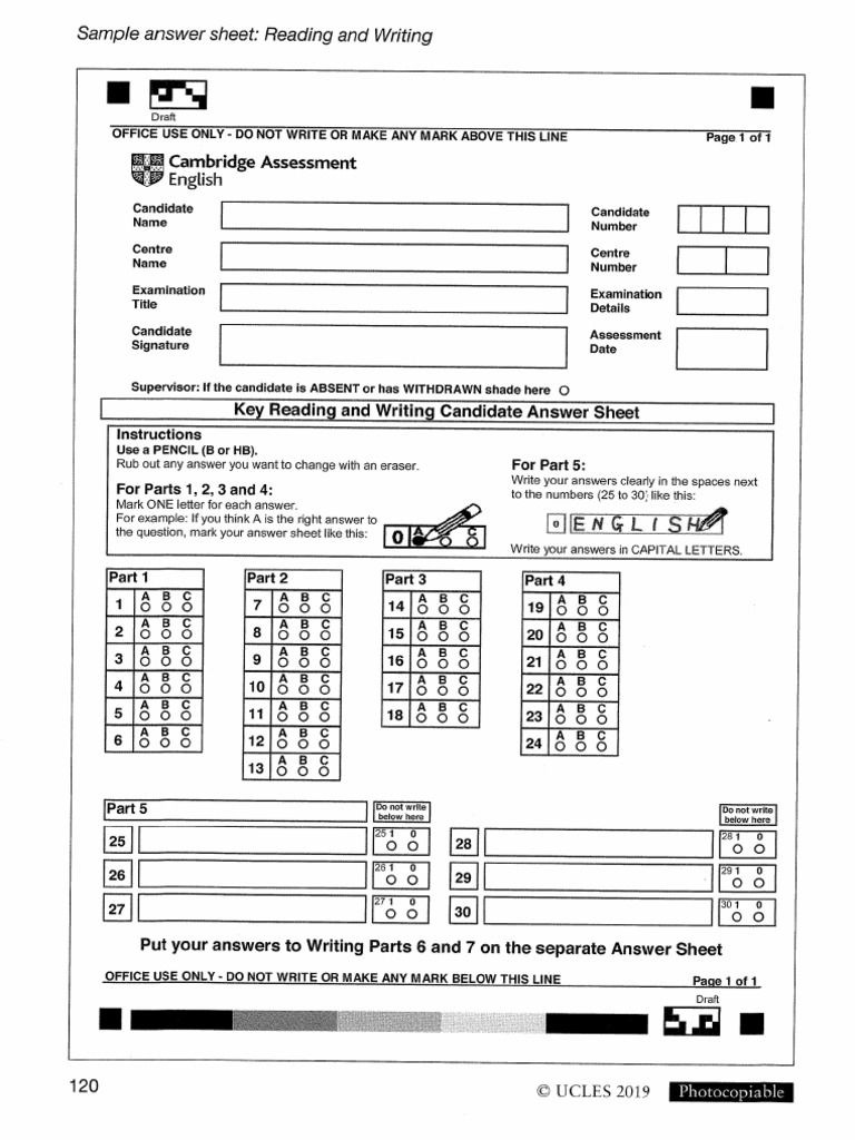 Answer Sheet KET 2020 PDF