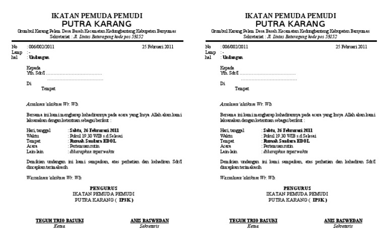 Contoh Undangan Karang Taruna Word