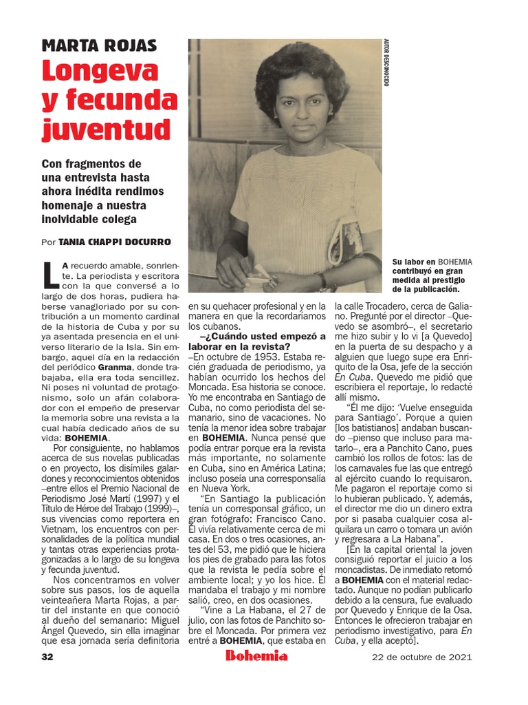 Homenaje a Marta Rojas en Granma | PDF | Cuba