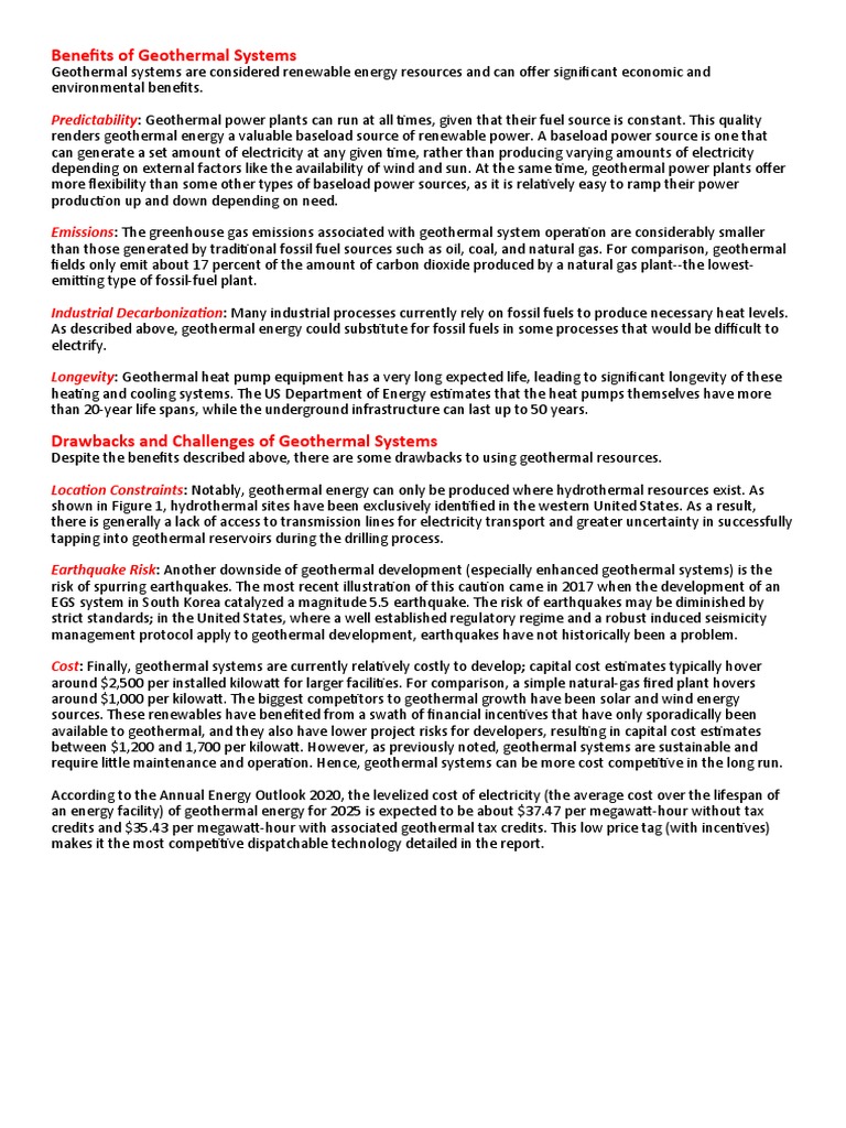 Benefits of Geothermal Systems | PDF | Geothermal Energy | Fossil Fuels