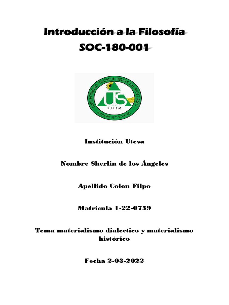 Materialismo Dialectico Y Materialismo Histórico Download Grátis Pdf