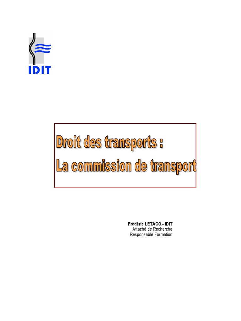 Regime Juridique Commission Transport PDF