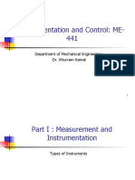 Instrumentation and Control: ME-441: Department of Mechanical Engineering Dr. Khurram Kamal
