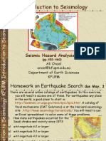 Introduction To Seismology: Seismic Hazard Analysis 1